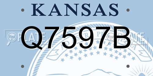 Q7597B Kansas License Plate