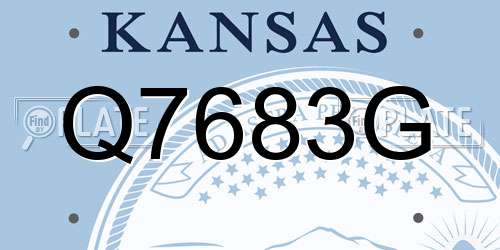 Q7683G Kansas License Plate