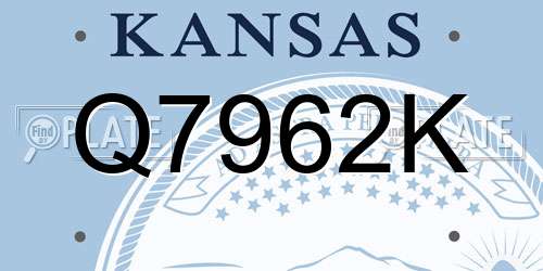 Q7962K Kansas License Plate
