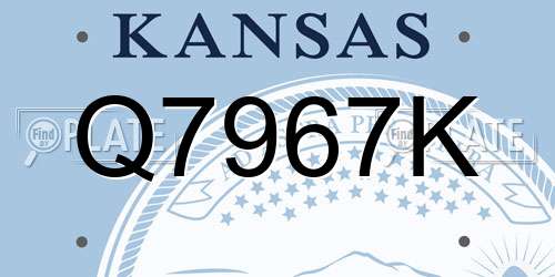 Q7967K Kansas License Plate