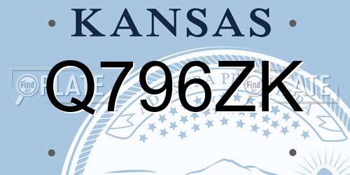 Q796ZK Kansas License Plate