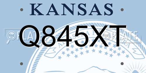 Q845XT Kansas License Plate
