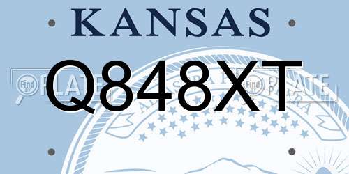 Q848XT Kansas License Plate