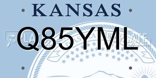 Q85YML Kansas License Plate