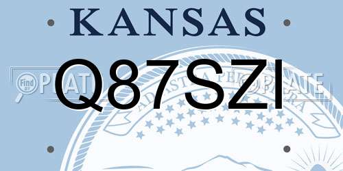 Q87SZI Kansas License Plate