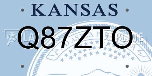 Q87ZTO Kansas License Plate