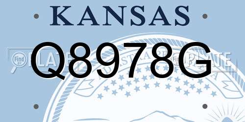 Q8978G Kansas License Plate