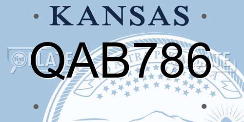 QAB786 Kansas License Plate