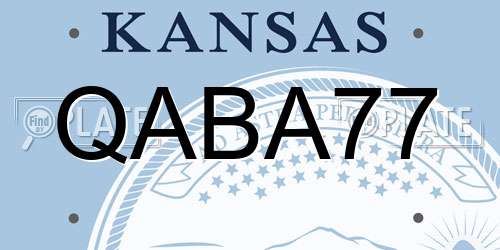 QABA77 Kansas License Plate