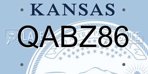 QABZ86 Kansas License Plate