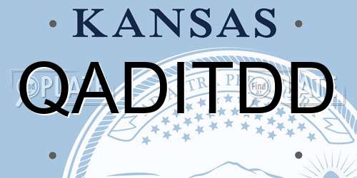 QADITDD Kansas License Plate