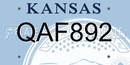 QAF892 Kansas License Plate