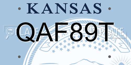 QAF89T Kansas License Plate