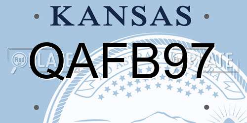 QAFB97 Kansas License Plate