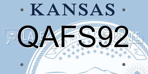 QAFS92 Kansas License Plate