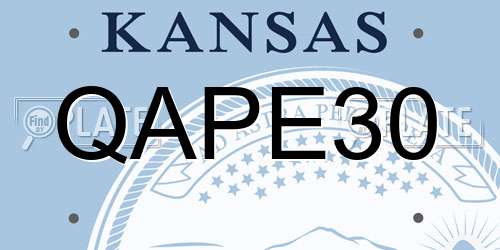 QAPE30 Kansas License Plate
