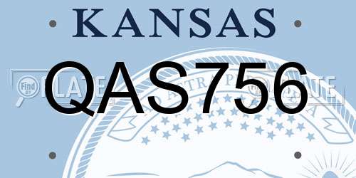 QAS756 Kansas License Plate