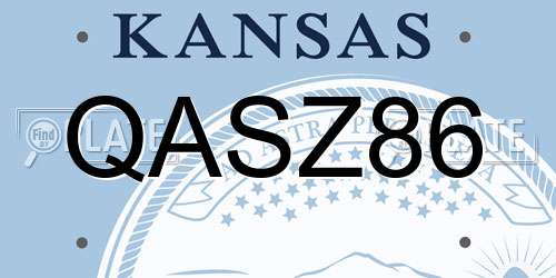 QASZ86 Kansas License Plate
