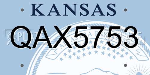 QAX5753 Kansas License Plate