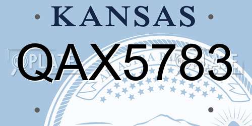 QAX5783 Kansas License Plate