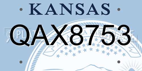 QAX8753 Kansas License Plate
