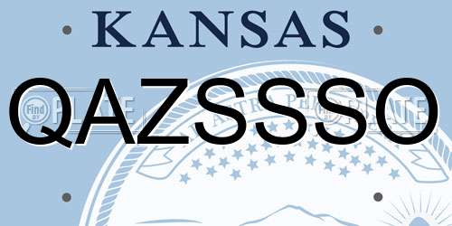 QAZSSSO Kansas License Plate
