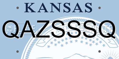 QAZSSSQ Kansas License Plate