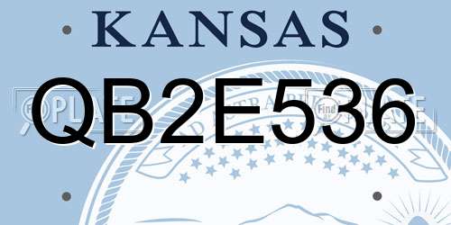 QB2E536 Kansas License Plate