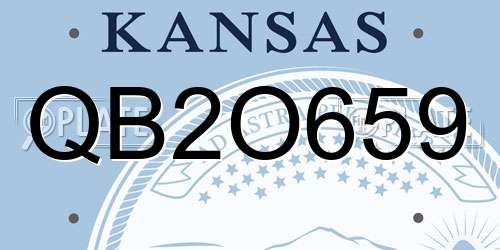 QB2O659 Kansas License Plate