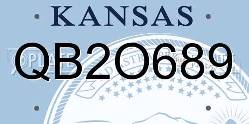 QB2O689 Kansas License Plate