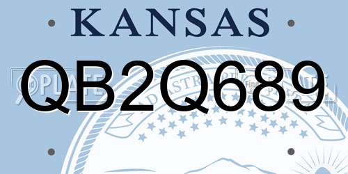 QB2Q689 Kansas License Plate