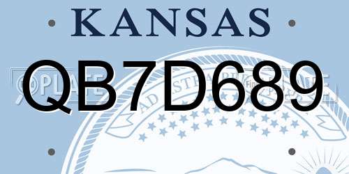 QB7D689 Kansas License Plate