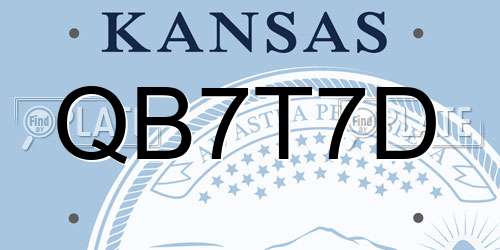 QB7T7D Kansas License Plate