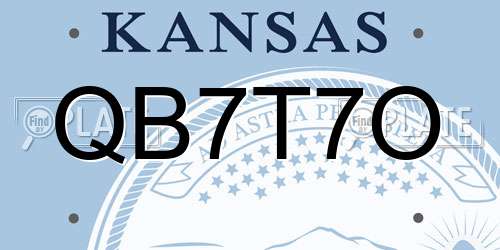 QB7T7O Kansas License Plate