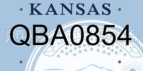 QBA0854 Kansas License Plate