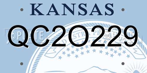 QC2O229 Kansas License Plate