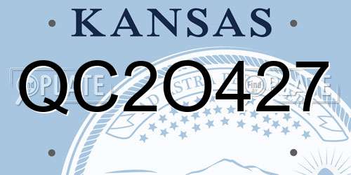QC2O427 Kansas License Plate