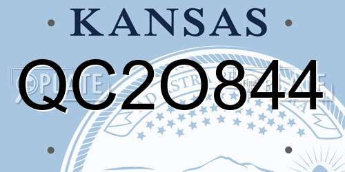 QC2O844 Kansas License Plate