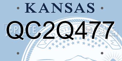 QC2Q477 Kansas License Plate