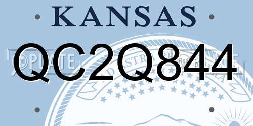 QC2Q844 Kansas License Plate