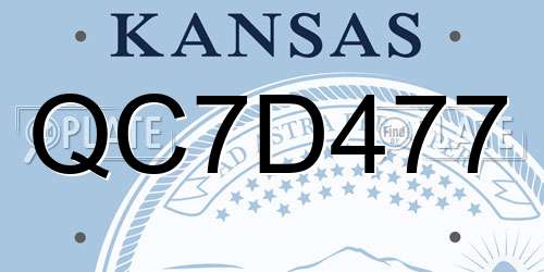 QC7D477 Kansas License Plate