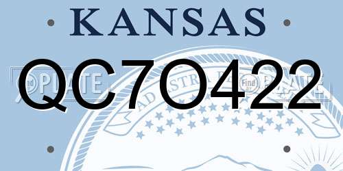 QC7O422 Kansas License Plate