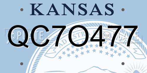 QC7O477 Kansas License Plate