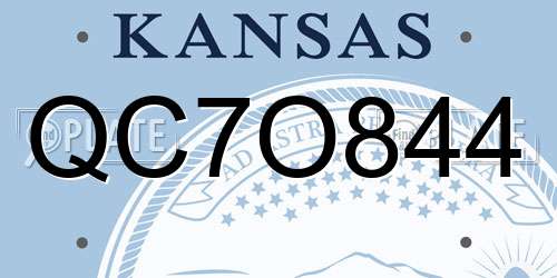 QC7O844 Kansas License Plate