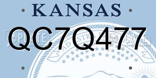QC7Q477 Kansas License Plate