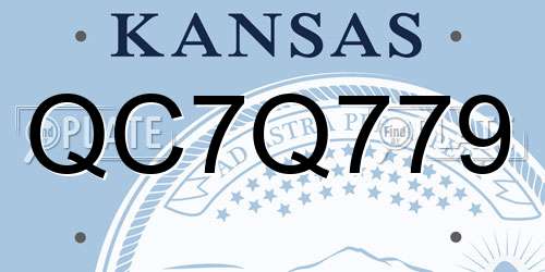 QC7Q779 Kansas License Plate