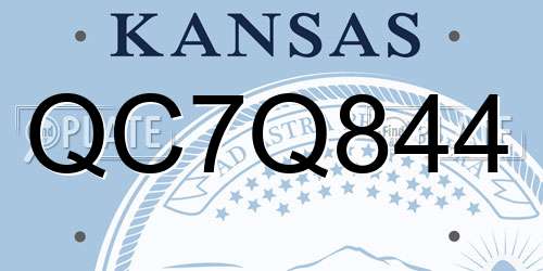 QC7Q844 Kansas License Plate
