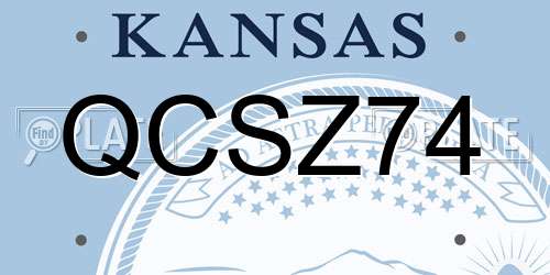 QCSZ74 Kansas License Plate