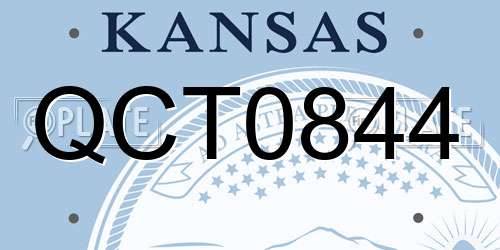 QCT0844 Kansas License Plate