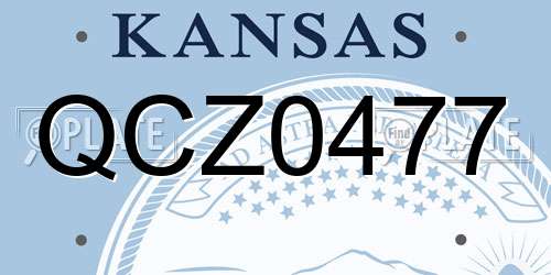 QCZ0477 Kansas License Plate